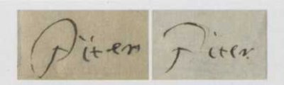 Ил. 1. Изображения подписей от имени Петра Великого в письмах 1697-1698 годов