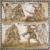 Римская мозаика с изображением сражающихся гладиаторов