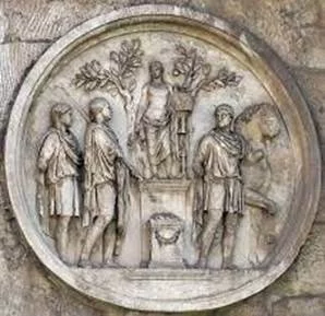 Жертвоприношение языческому богу Солнца Аполлону (Рим, арка Константина, первого христианского императора, первая половина IV века п. Р.Х.)