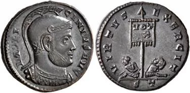 Профиль императора Лициния – соправителя, зятя и соперника Константина I Великого – на монете.