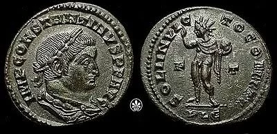 Монета святого равноапостольного царя Флавия Валерия Константина I Великого (аверс) с изображением бога Солнца Соля-Аполлона-Гелиоса-Митры (реверс)