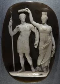Античный диптих с изображением покровительницы Первого, Ветхого Рима - богини Ромы - (слева) и покровительницы Второго, Нового Рима (Константинополя) - богини Тихи (Тюхэ), или Фортуны (справа).