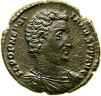 Монета «августа на час» Непоциана с его профилем