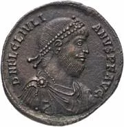 Монета c профилем густобородого августа Юлиана II