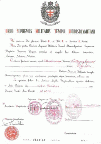 Диплом офицера Ордена Храма