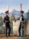 Бомбардир и трубач конной артиллерии. 1814-1816 гг. П.К.Губарев и П.И,Разумихин. 1850-е.
