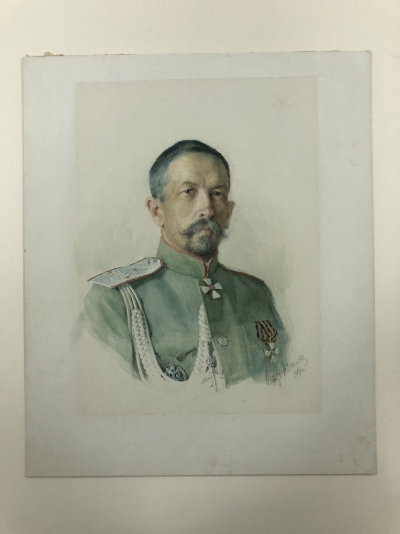 Портрет генерала Л.Г. Корнилова. Киселис Петр Юльевич. 1917 г. <умага, карандаш, акварель, 33х42. ГЦМСИР