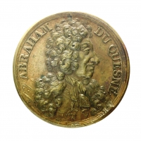 Admiral Abraham Duquesne. Памятная медаль. Бронза. 28 mm. Швейцария. Национальный морской музей. Гринвич. Лондон. Аверс