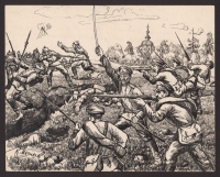 Рисунок «Дело подпрапорщика 306 пехотного Мокшанского полка Ст. Сапунова». Мировая война 1914 - 1918 гг. Меснек К. К. ВИМАИВиВС