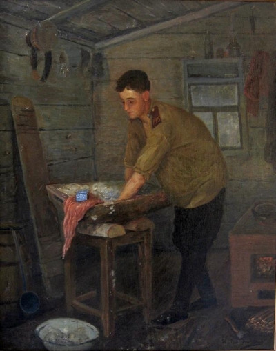 Портрет денщика в мундире Лейб-гвардии Конного полка. 1870 г. Узинг. 39х31 см. ВИМАИВиВС