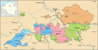 Карта герцогства Ангальт-Дессау