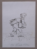 Шарж на графа Дибича 1830-е гг. Неизвестный художник, Альбом прямоугольного формата в переплете зеленой кожи с орнаментальным золоченым тиснением. Из собрания семьи князя П.Х. Витгенштейна. Бумага, тушь, перо, 16,6х11,9 см. ГЭ