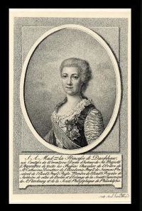 Дашкова Екатерина Романовна (1743-1810). Майр И.К. Конец XVIII в. Бумага, гравюра пунктиром, 44,4х29,2 см (паспарту); 19,4х12,4 см. ГИМ