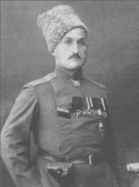 Войсковой старшина оренбургского Казачьего войска Г.В. Енборисов с отличительным знакомю Из книги «От Урала до Харбина, памятка о пережитом»