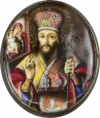 Образок. Св. Димитрий, митрополит Ростовский. Конец XVIII - начало XIX в. Медь, эмаль, серебро, живопись на эмали (финифть), 5,8х4,4 см. Россия, г. Ростов Великий. ГИМ