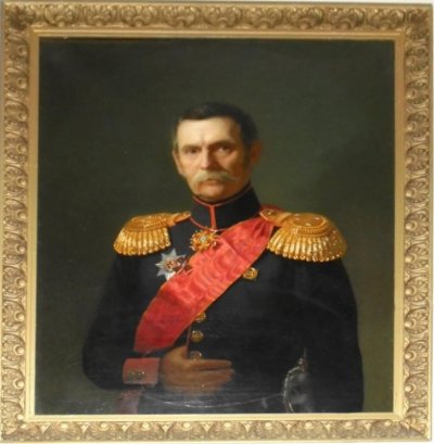 Портрет. Генерал-лейтенант от артиллерии, председатель артиллерийского комитета Дядин Алексей Васильевич. Тютрюмов (Художник). 1852 г. 87х69 см. ВИМАИВиВС