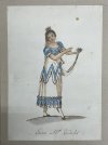 Рисунок. Роза Дидло в роли Луизы. "Деревенская героиня". Неизвестный автор. Начало XIX века. 1801-1810 гг., бумага на картоне, акварель, тушь, перо, 22,2х15,6; 24,2х18,2 (подложка)