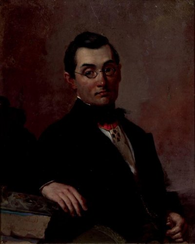 Портрет А. С. Грибоедова (1795-1829). Игорев (Игирев), Лев Степанович. 1853 г. г., Санкт-Петербург. Картон, масло, живопись, 35,0 х 27,4 см. Литературный музей - структурное подразделение ФГБУН "Институт русской литературы (Пушкинский Дом) Российской академии наук"