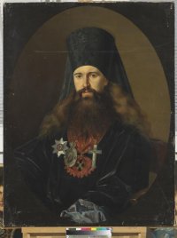 Портрет епископа Макария (Булгакова). Игорев (Игирев), Лев Степанович. После 1853 г. Россия. Холст, масло, 101х77 см (овал в прямоугольнике). ГЭ
