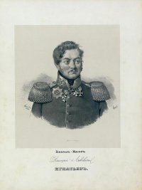 Портрет генерал-майора Дмитрия Львовича Игнатьева из издания «Император Александр I и его сподвижники в 1812, 1813, 1814, 1815 годах : военная галерея Зимнего дворца / жизнеописания соч. А. И. Михайловского-Данилевского //». Литография.Клюквин Иван Абрамович (Художник). 1848-1849, С-Петербург. Бумага, литография (на припечатном листе), 33 x 24,2; 25,4 x 20,6. ГБУК г. Москвы "Музей-панорама "Бородинская битва"