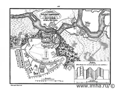 План осады и покорения Азова в 1695 и 1696 годах. Карты, планы и снимки к первым трем томам истории царствования Петра Великого. Устрялов Н. Г. 1858 г., СПб.