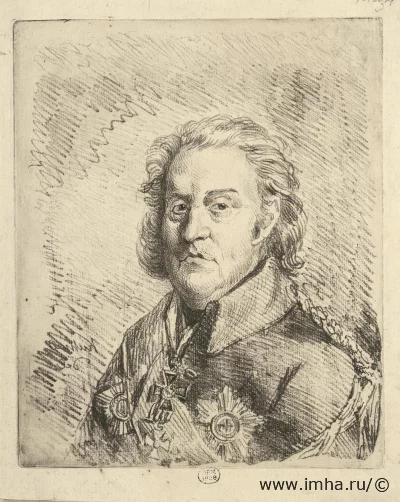 Портрет князя Юрия Владимировича  Долгорукова. Кипренский, Орест Адамович (1782-1836). Россия, Санкт-Петербург, первая четверть XIX в. Бумага, гравюра карандашной манерой, 20,5х17 см. ГЭ