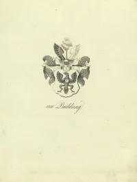 Герб рода фон Бильдерлинг. Лист из издания «Vollstaendiges Wappenbuch des Kurlaendischen Adels... Полная геральдическая книга дворянства Курляндии...». Литография, Российская империя, Митава, 1840, Шаберт Давид Эрнст (литограф). Бумага, литография по гравюре, 24 x 18 см. ГБУК г. Москвы "Музей-панорама "Бородинская битва"