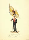 Портупей-прапорщик лейб-гвардии Измайловского полка в повседневной форме образца 1826 года. Шифляр, Самойло Петрович (1786-1840). Россия, 1830-е гг. Бумага, акварель, 32,7х24,5 см. Акварели с изображениями форм лейб-гвардии Измайловского полка. ГЭ