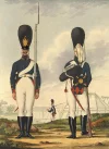 Рядовые лейб-гвардии Измайловского полка. Орловский, Александр Осипович. 1777-1832. Россия, 1802-1805 гг. Бумага, офорт, акварель, гуашь, тушь, 36,3х27,4 см. ГЭ