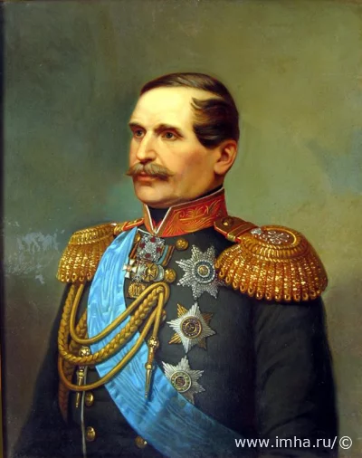 Портрет Долгорукова Василия Андреевича, 1803-1868, князь, генерал-адъютант, генерал от кавалерии. Неизвестный художник (Тюрин И. А. ?). Россия, 2-я половина XIX в. Холст, масло, живопись, 80х64 см. СПб. ГБУК "Государственный мемориальный музей А.В. Суворова"