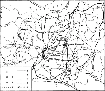 Рис. 1. Племенные и государственные границы Черниговской земли
