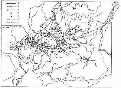 Рис. 4. Карта Половецкой земли и половецко-русских отношений во второй период