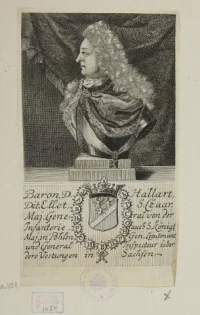 Портрет барона Л.Н. Алларта, гравюра. Ментцель (Менцель) Иоганн Георг. Германия, Первая треть XVIII века, бумага, резец, 153х80 (поля обрезаны) мм. Государственный музей изобразительных искусств имени А.С. Пушкина