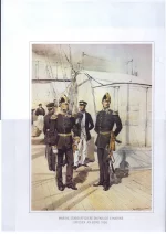 Marine-Stabsoffiziere en Parade und Marine-Offizier an Bord 1858. Морские офицеры в парадной и повседневной форме в 1858 году.