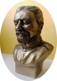 Скульптурный портрет В.О. Каппеля «Долг, честь, доблесть, …скорбь». Сыров Юрий Александрович. Россия, г. Зеленогорск, 2020 г. Гипс, станковая скульптура, 30х20х14 см. Зеленогорский музейно-выставочный центр