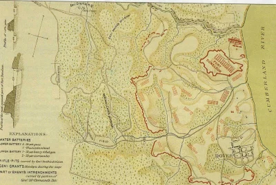 Схема укреплений форта Донельсон и прилегающей местности