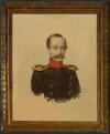 Портрет поручика лейб-гвардии Гусарского полка графа Алопеуса. Клюндер, Александр Иванович, 1802-1875. Россия, 1840 г. Бумага, акварель, 19,5х15,5 см (в свету); 26,4х22 см (в окантовке). ГЭ