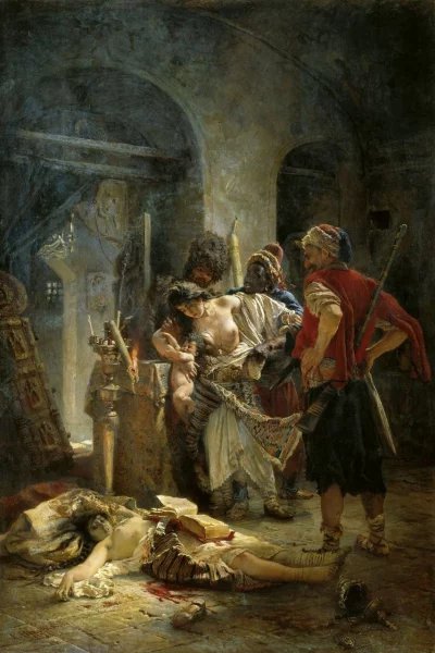 "Болгарские мученицы", 1877. Маковский Константин Егорович (1839-1915). Холст, масло, 207×141 см. Национальный художественный музей Республики Беларусь