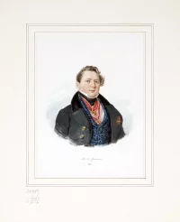 Портрет библиотекаря Императорской Публичной библиотеки и педагога В.А. Эртеля. Реймерс Ф. Россия, Санкт-Петербург, 1837-1838 гг. Бумага, акварель, 19,6х14,8 см; 33,5х26,5 см (паспарту). ГЭ