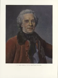 Граф Мориц Саксонский. Лист из альбома «Картины Дрезденской галереи». Латур Морис Кантен (фр. Maurice Quentin de La Tour), Россия, г. Москва, изд. Московская печатная фабрика Гознака. 1956 г. Бумага, офсетная печать, 35х26 см. ГИМ