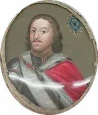 Портрет князя Дмитрия Константиновича Кантемира. Неизвестный художник, 1790-е. Миниатюра, бумага на металлической пластинке, акварель, 5,6x4,7 (овал). Государственный Русский музей