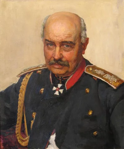 Портрет Драгомирова Михаила Ивановича, 1830-1905, генерала-от-инфантерии, генерал-адъютанта. Бабков С.Ф., с ориг. И. Е. Репина 1889 г. СССР, Ленинград, 1967. Холст, масло, живопись, 62х52 см.