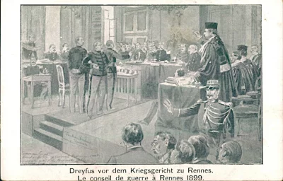 Дрейфус перед военным судом в Ренне. 1894-1906 гг. Бумага, 9 х 14 см. Государственный музей истории Санкт-Петербурга