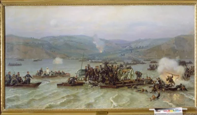 Переправа русской армии через Дунай у Зимницы 15 июня 1877 года. Дмитриев -Оренбургский Николай Дмитриевич. 1883 г. ВИМАИВиВС