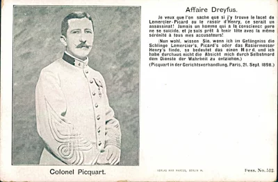 Полковник Пикар. Дело Дрейфуса. Германия. Берлин, 1899 г. Бумага, 9 х 14 см. Государственный музей истории Санкт-Петербурга