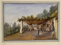 Поццуоли. Навес у амфитеатра. Антонелли, Дмитрий Иванович (?) (1791-1842). 1830 г. Бумага, акварель, по наброску карандашом, 19,5х29 см. ГЭ