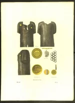 Кольчуга. Рис. акад. Федора Солнцев (1846-1853). Древности Российского государства. Москва, 1846-1853. Бумага, хромолитография, 53х38,7 см. ГИМ