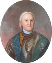 Портрет графа Федора Матвеевича Апраксина. Неизвестный художник. Российская империя, вторая половина XVIII века. Холст, масло, в. 79 см; ш. 66 см (овал). Государственный историко-художественный дворцово-парковый музей-заповедник "Гатчина»
