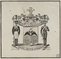Книжный знак Аракчеева А.А. XIX в. Уткин, Николай Иванович (1780-1863). Бумага, гравюра резцом, 8.4х8.3 см. ГЭ