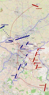 Позиции французов и союзников на 16 мая, за день до битвы